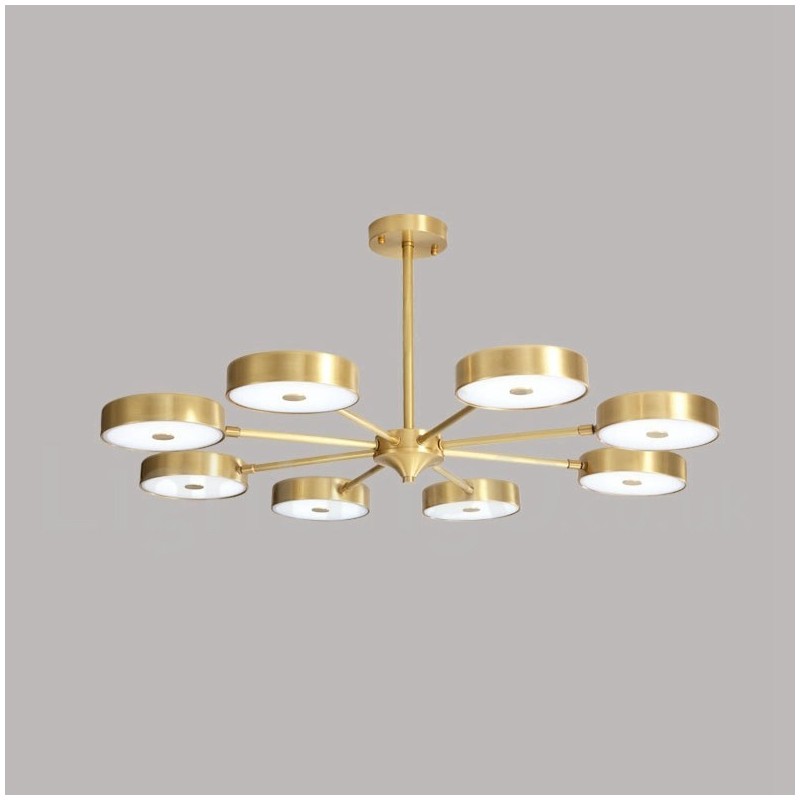 Pure Brass Rustic Lodge Rotatable Chandelier with Acrylic Shades