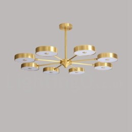 Pure Brass Rustic Lodge Rotatable Chandelier with Acrylic Shades