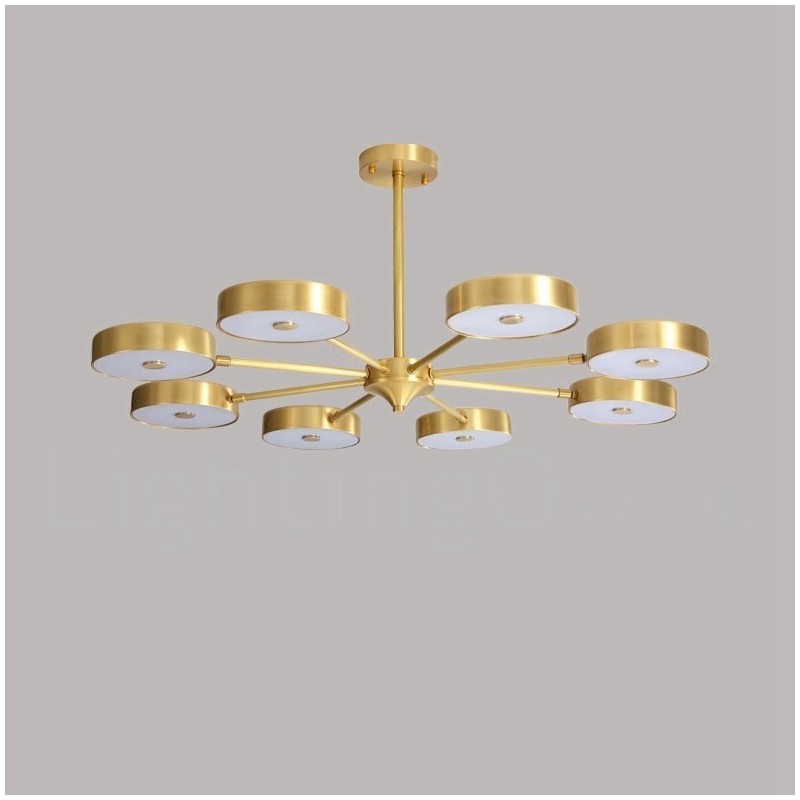 Pure Brass Rustic Lodge Rotatable Chandelier with Acrylic Shades