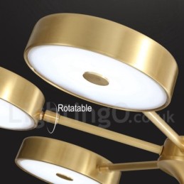 Pure Brass Rustic Lodge Rotatable Chandelier with Acrylic Shades