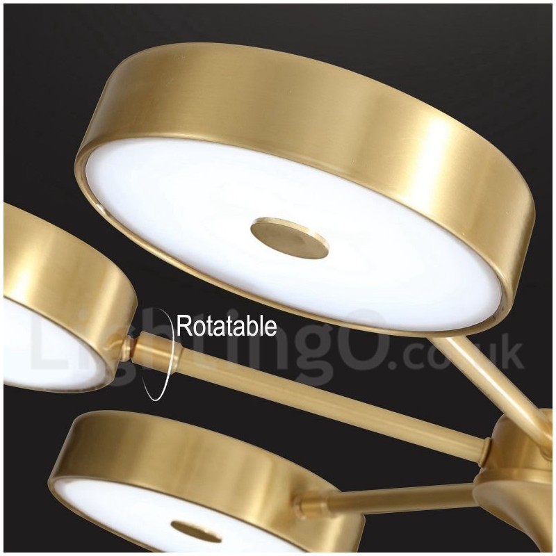 Pure Brass Rustic Lodge Rotatable Chandelier with Acrylic Shades