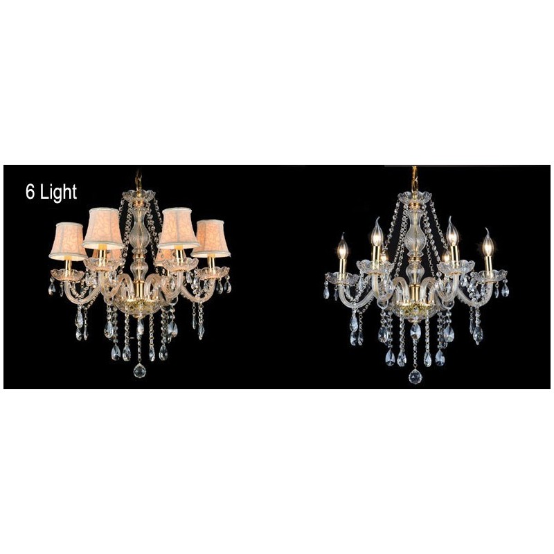 Gold Colour Candle Large K9 Crystal Chandelier with Shades