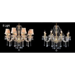 Gold Colour Candle Large K9 Crystal Chandelier with Shades