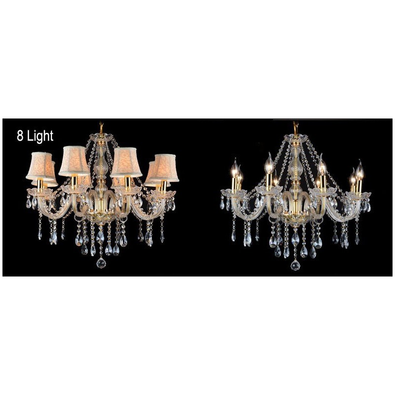 Gold Colour Candle Large K9 Crystal Chandelier with Shades