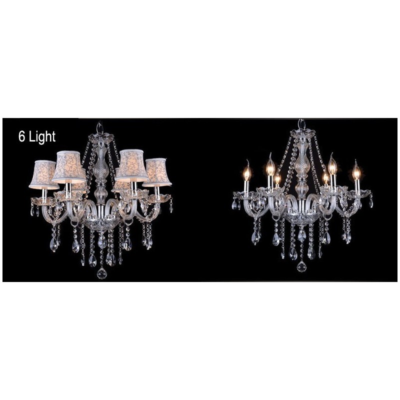 Clear Candle Large K9 Crystal Chandelier with Shades