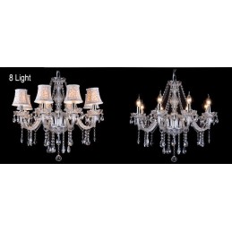 Clear Candle Large K9 Crystal Chandelier with Shades
