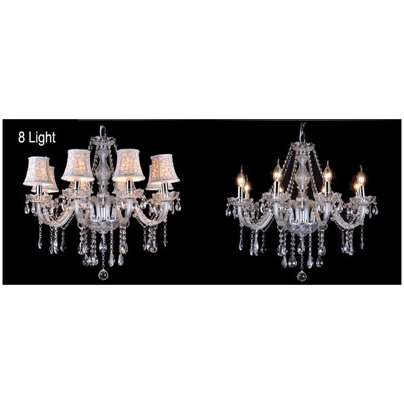 Clear Candle Large K9 Crystal Chandelier with Shades