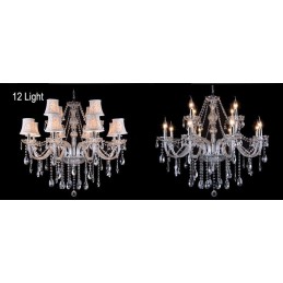 Clear Candle Large K9 Crystal Chandelier with Shades