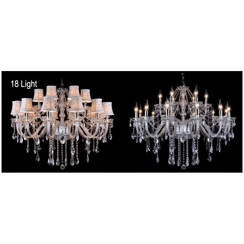 Clear Candle Large K9 Crystal Chandelier with Shades