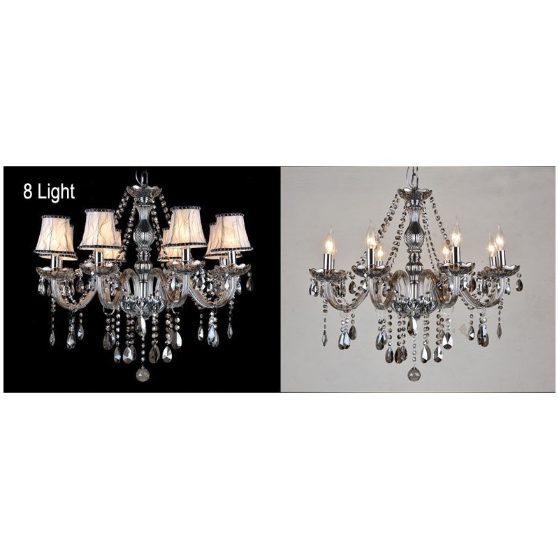Grey Colour Candle Large K9 Crystal Chandelier with Shades