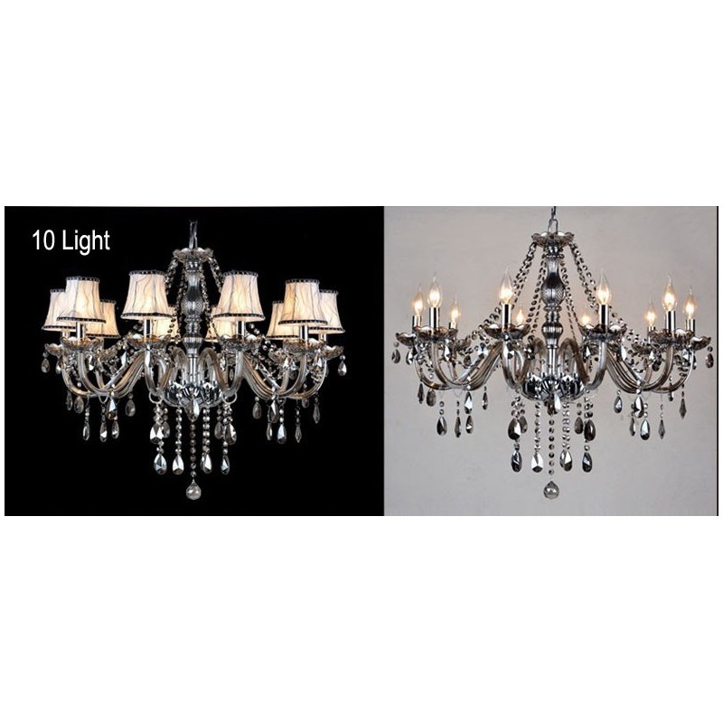 Grey Colour Candle Large K9 Crystal Chandelier with Shades