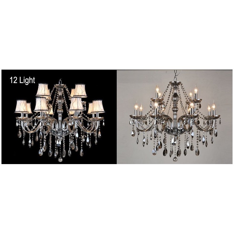 Grey Colour Candle Large K9 Crystal Chandelier with Shades