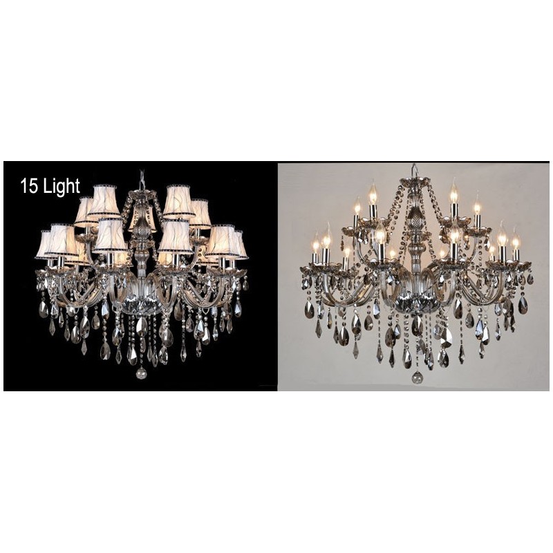 Grey Colour Candle Large K9 Crystal Chandelier with Shades
