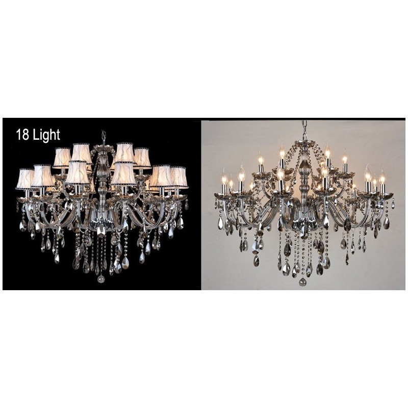 Grey Colour Candle Large K9 Crystal Chandelier with Shades
