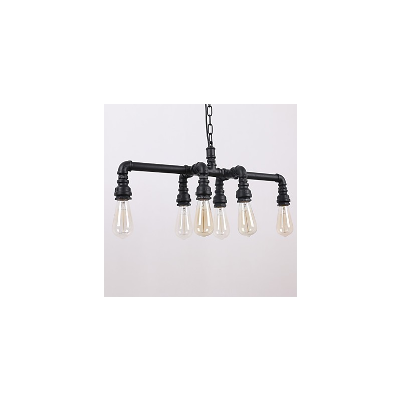 Water Pipe Retro Plating 6Light Painting Pendant