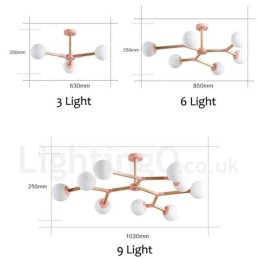 Wooden Nordic Modern Magic Bean Wood Molecular Chandelier with Glass Shades