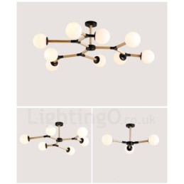 Wooden Nordic Modern Magic Bean Wood Molecular Chandelier with Glass Shades