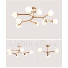 Wooden Nordic Modern Magic Bean Wood Molecular Chandelier with Glass Shades