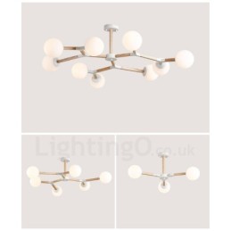 Wooden Nordic Modern Magic Bean Wood Molecular Chandelier with Glass Shades