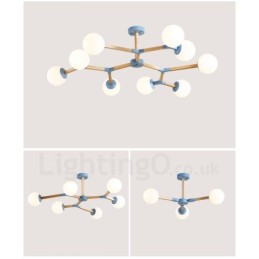 Wooden Nordic Modern Magic Bean Wood Molecular Chandelier with Glass Shades