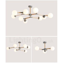 Wooden Nordic Modern Magic Bean Wood Molecular Chandelier with Glass Shades