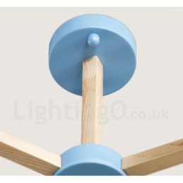 Wooden Nordic Modern Magic Bean Wood Molecular Chandelier with Glass Shades