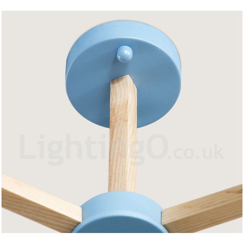 Wooden Nordic Modern Magic Bean Wood Molecular Chandelier with Glass Shades