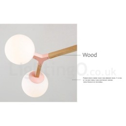 Wooden Nordic Modern Magic Bean Wood Molecular Chandelier with Glass Shades