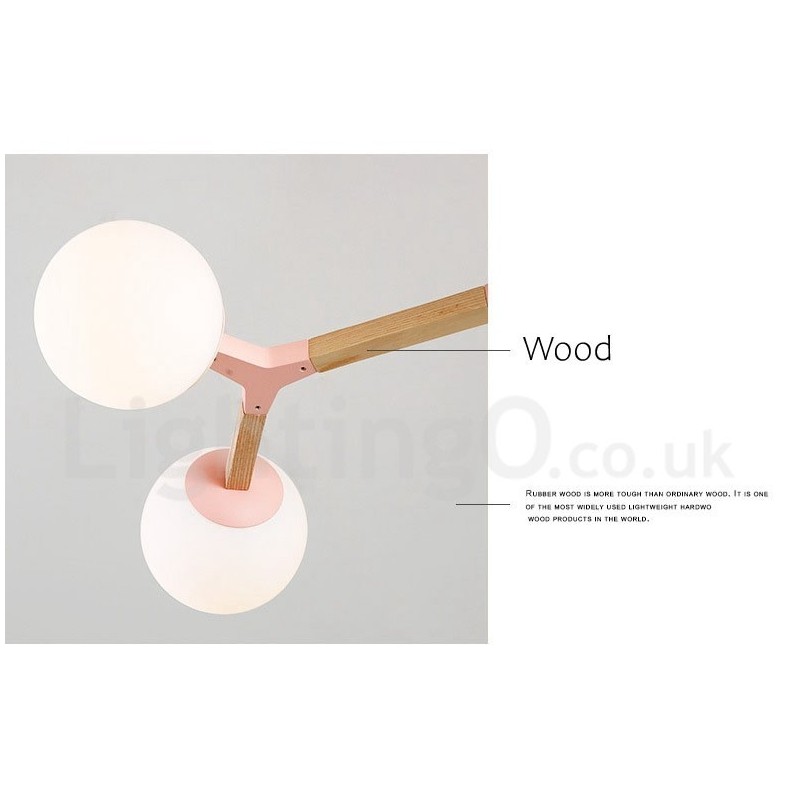Wooden Nordic Modern Magic Bean Wood Molecular Chandelier with Glass Shades