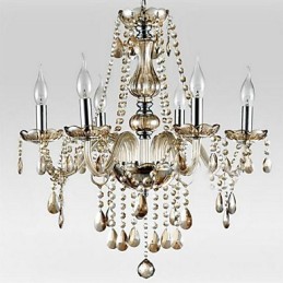 6 light The style of palace Glass Chandelier With Candle Bulb