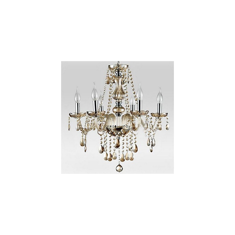 6 light The style of palace Glass Chandelier With Candle Bulb