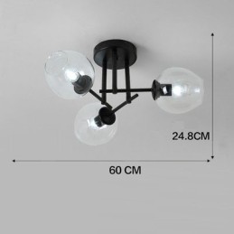 3 Light Rustic Lodge Stainless Steel Chandelier with Clear or Blue Glass Shades