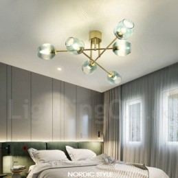 6 Light Rustic Lodge Stainless Steel Chandelier with Clear or Blue Glass Shades