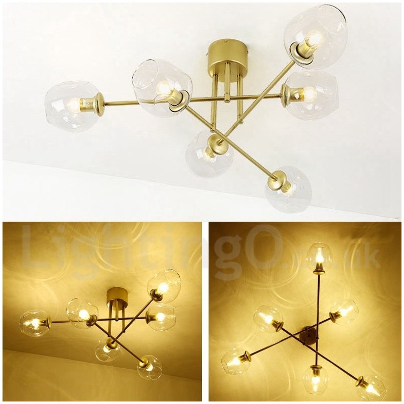 6 Light Rustic Lodge Stainless Steel Chandelier with Clear or Blue Glass Shades