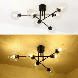 6 Light Rustic Lodge Stainless Steel Chandelier with Clear or Blue Glass Shades