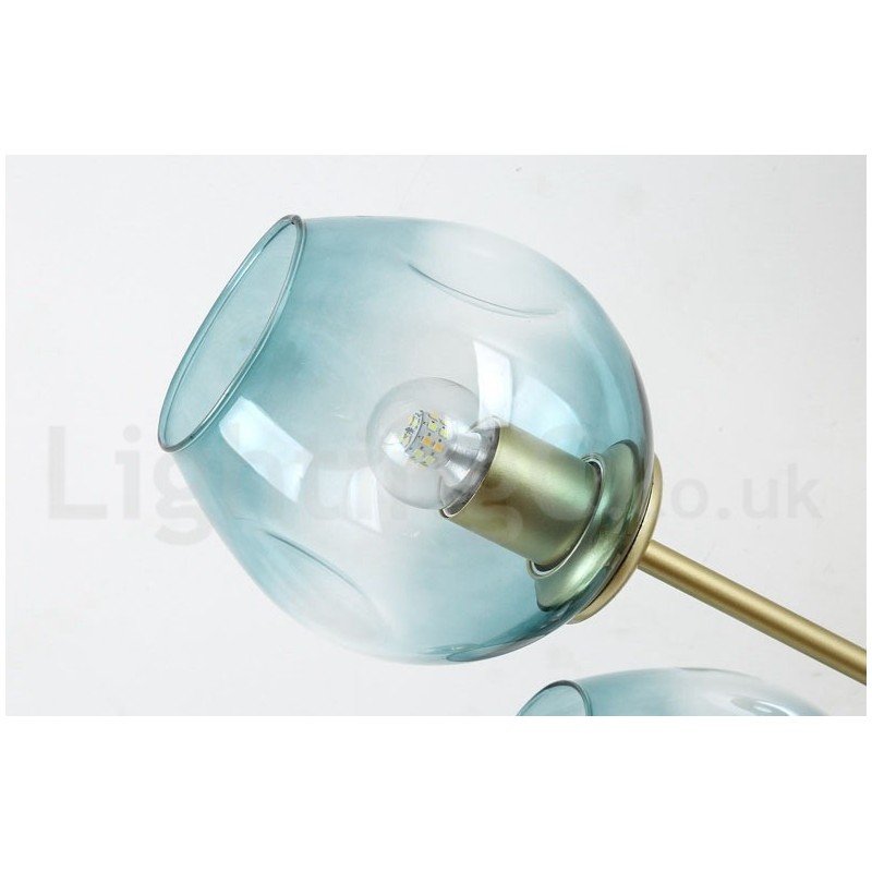 6 Light Rustic Lodge Stainless Steel Chandelier with Clear or Blue Glass Shades