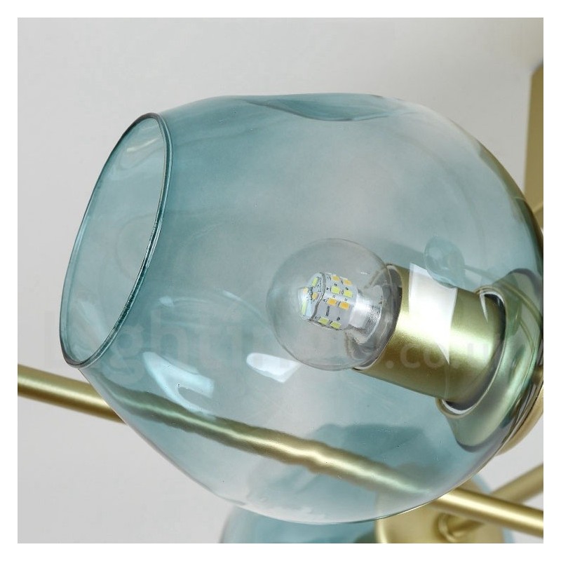 6 Light Rustic Lodge Stainless Steel Chandelier with Clear or Blue Glass Shades