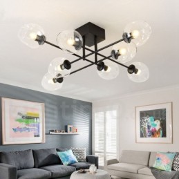 8 Light Rustic Lodge Stainless Steel Chandelier with Clear or Blue Glass Shades