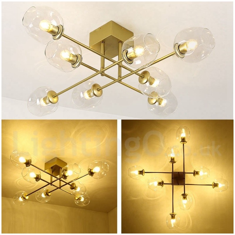 8 Light Rustic Lodge Stainless Steel Chandelier with Clear or Blue Glass Shades