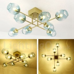 8 Light Rustic Lodge Stainless Steel Chandelier with Clear or Blue Glass Shades