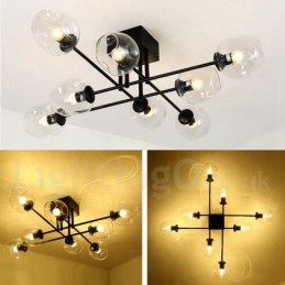 8 Light Rustic Lodge Stainless Steel Chandelier with Clear or Blue Glass Shades