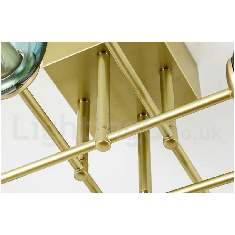 8 Light Rustic Lodge Stainless Steel Chandelier with Clear or Blue Glass Shades