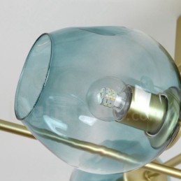 8 Light Rustic Lodge Stainless Steel Chandelier with Clear or Blue Glass Shades