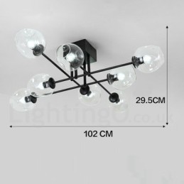 8 Light Rustic Lodge Stainless Steel Chandelier with Clear or Blue Glass Shades