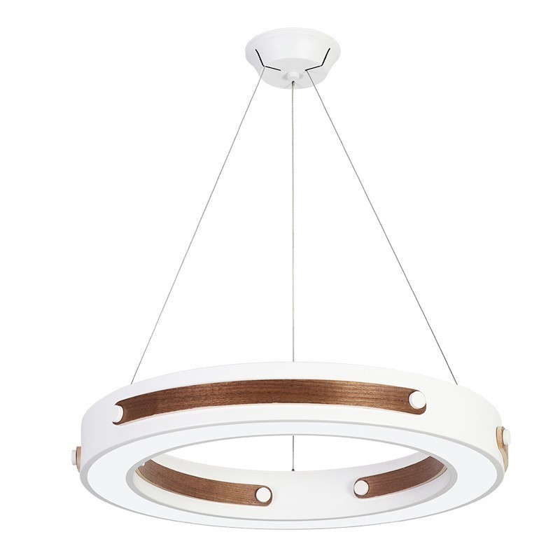 Multi Wood Colours Ring Modern Contemporary Pendant Light with Acrylic Shade
