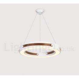 Multi Wood Colours Ring Modern Contemporary Pendant Light with Acrylic Shade