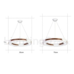 Multi Wood Colours Ring Modern Contemporary Pendant Light with Acrylic Shade