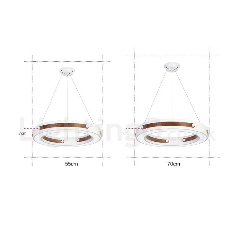 Multi Wood Colours Ring Modern Contemporary Pendant Light with Acrylic Shade