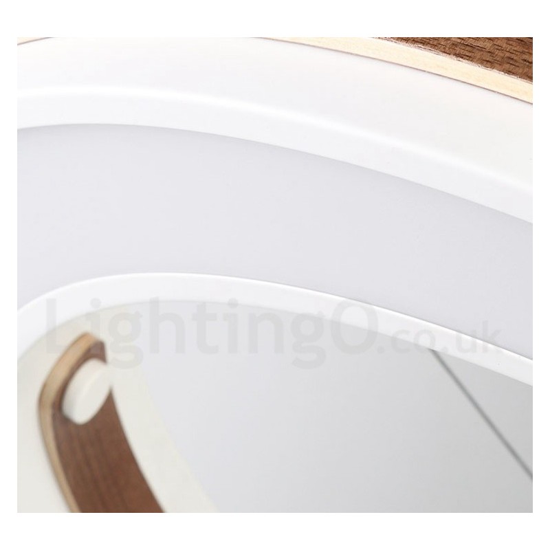 Multi Wood Colours Ring Modern Contemporary Pendant Light with Acrylic Shade