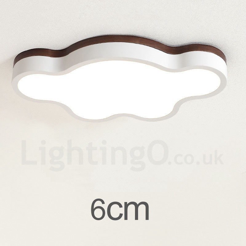 Retro Wooden Steel Flush Wood Light Kids Ceiling Light